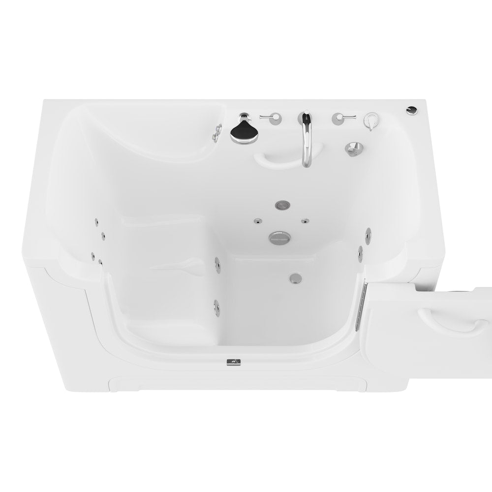 Baignoire balnéo accessible aux fauteuils roulants de 5 pieds avec drain à droite en blanc