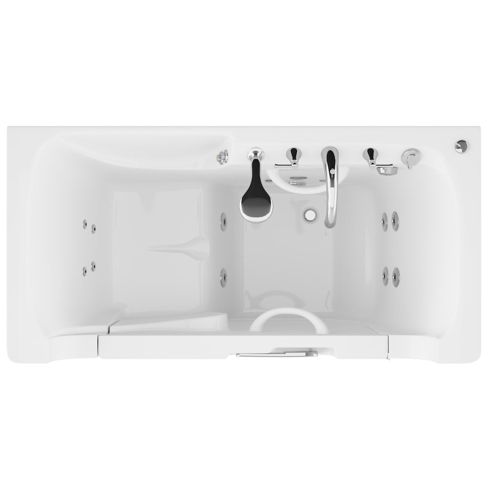 Baignoire balnéo accessible aux fauteuils roulants de 5 pieds avec drain à droite en blanc
