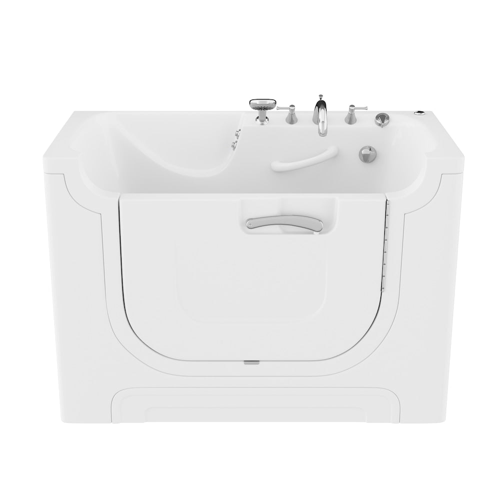 Baignoire balnéo accessible aux fauteuils roulants de 5 pieds avec drain à droite en blanc