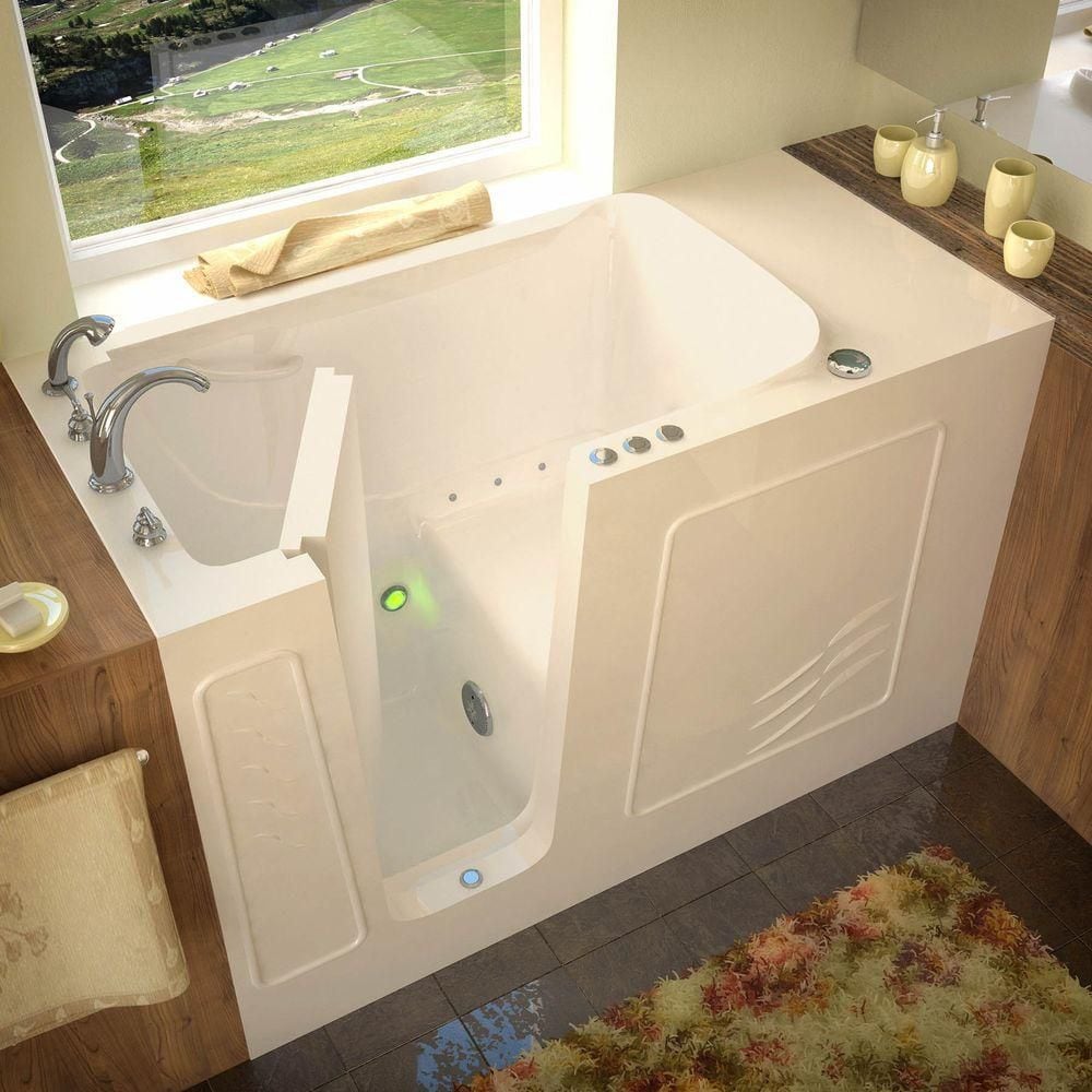 Baignoire à air de plain-pied de 5 pi avec drain à gauche en biscuit