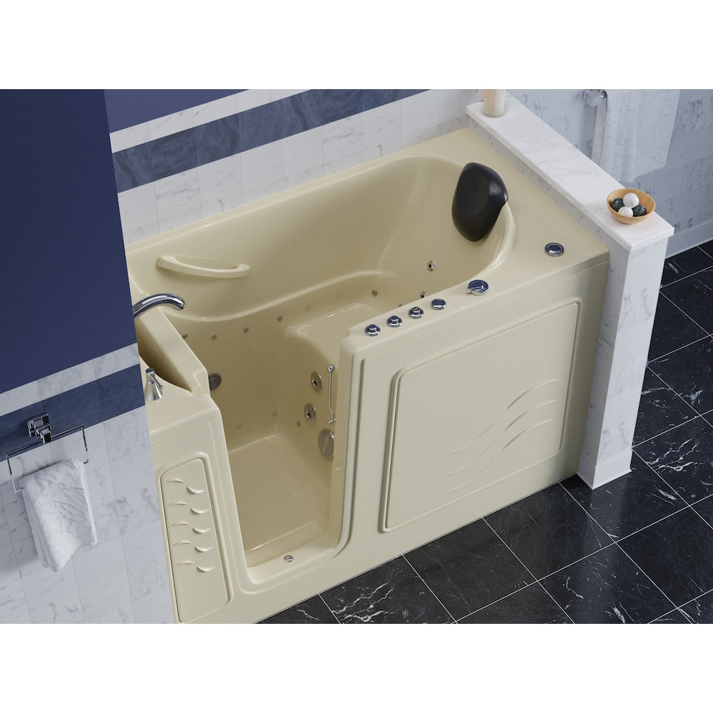 Baignoire à remous et à air de plain-pied de 5 pi avec drain à gauche en biscuit