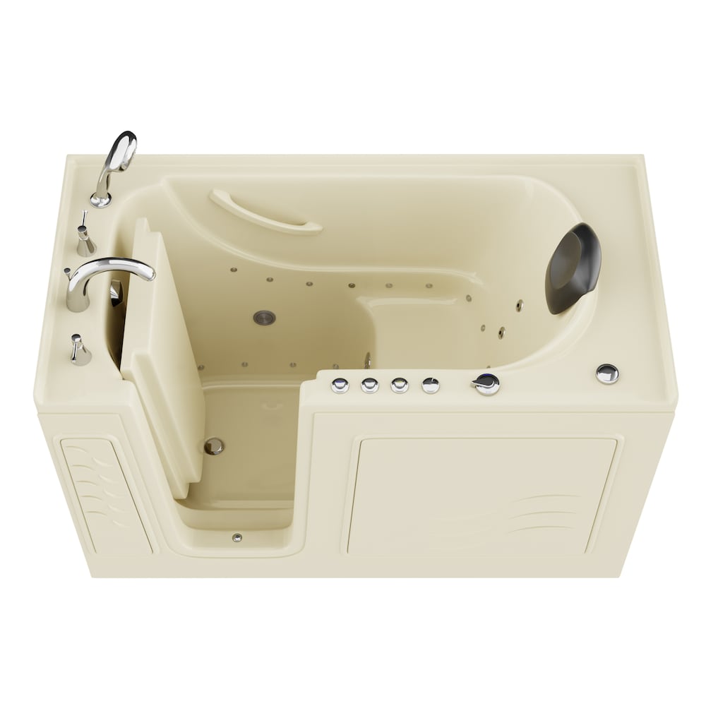 Baignoire à remous et à air de plain-pied de 5 pi avec drain à gauche en biscuit