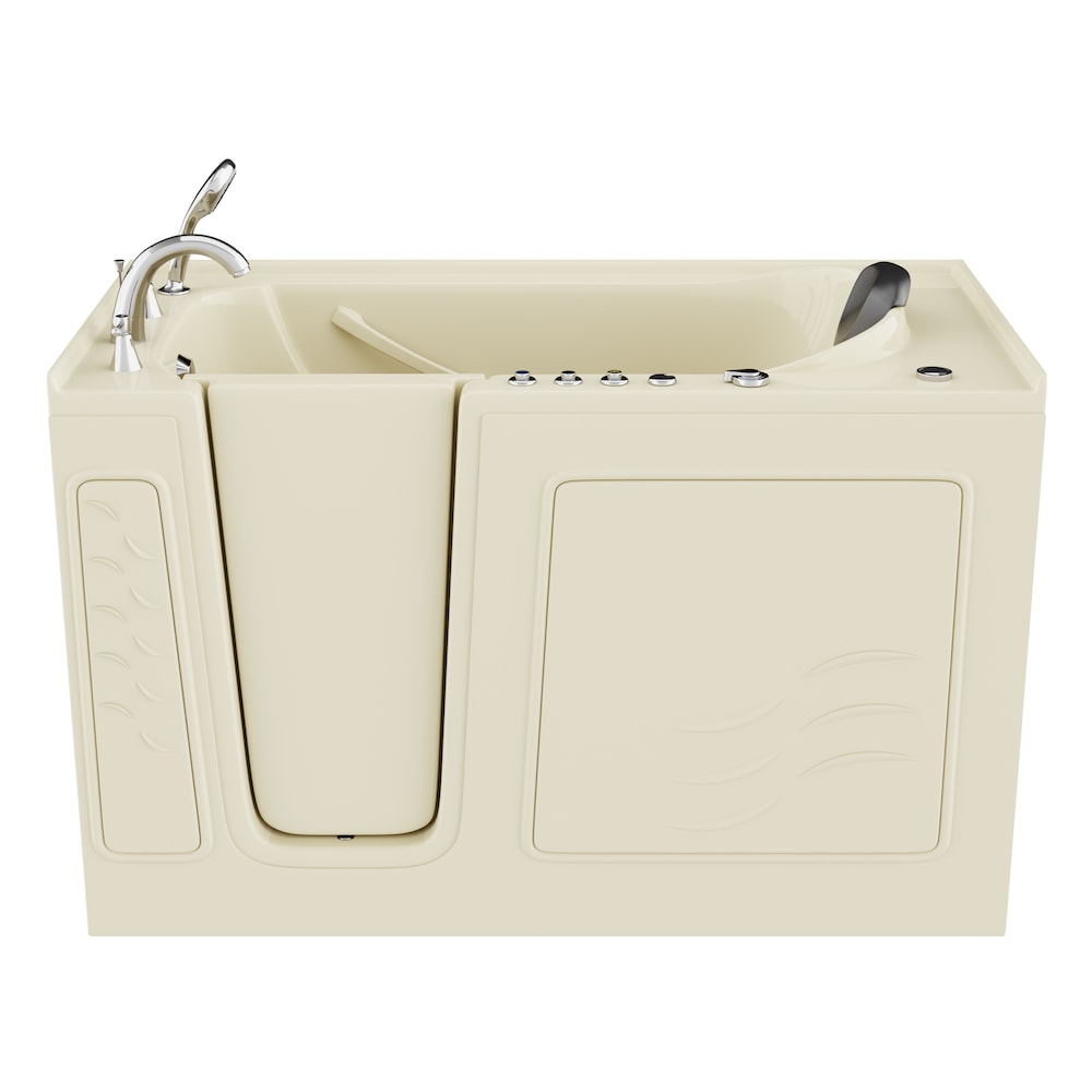 Baignoire à remous et à air de plain-pied de 5 pi avec drain à gauche en biscuit