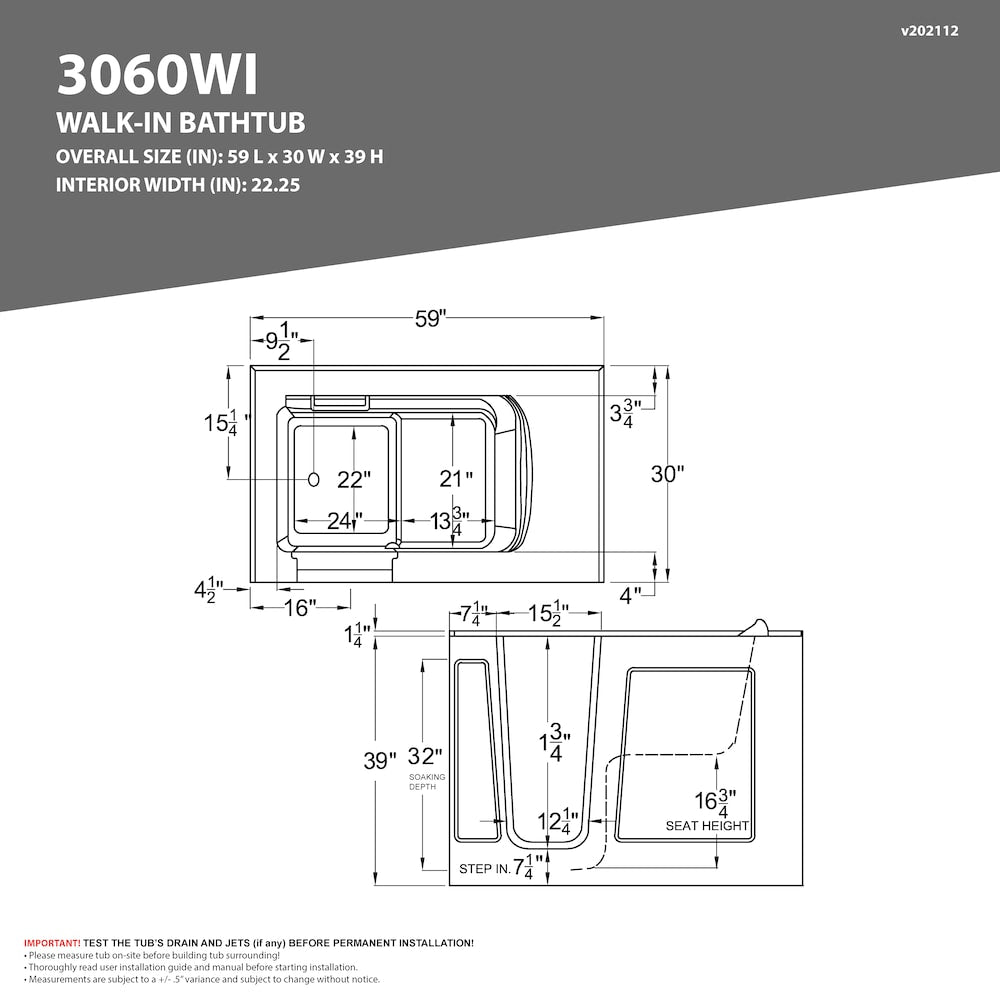 Baignoire à remous et à air de plain-pied de 5 pieds avec drain à droite en biscuit