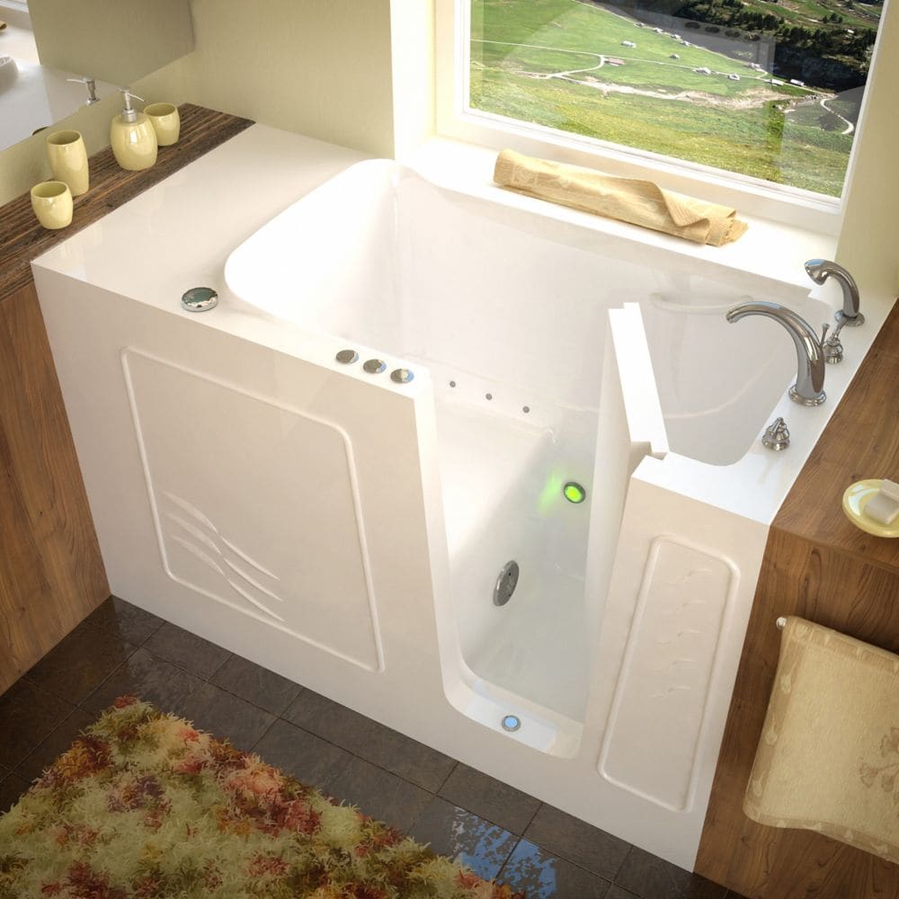 Baignoire à air de plain-pied avec drain à droite de 5 pi en blanc