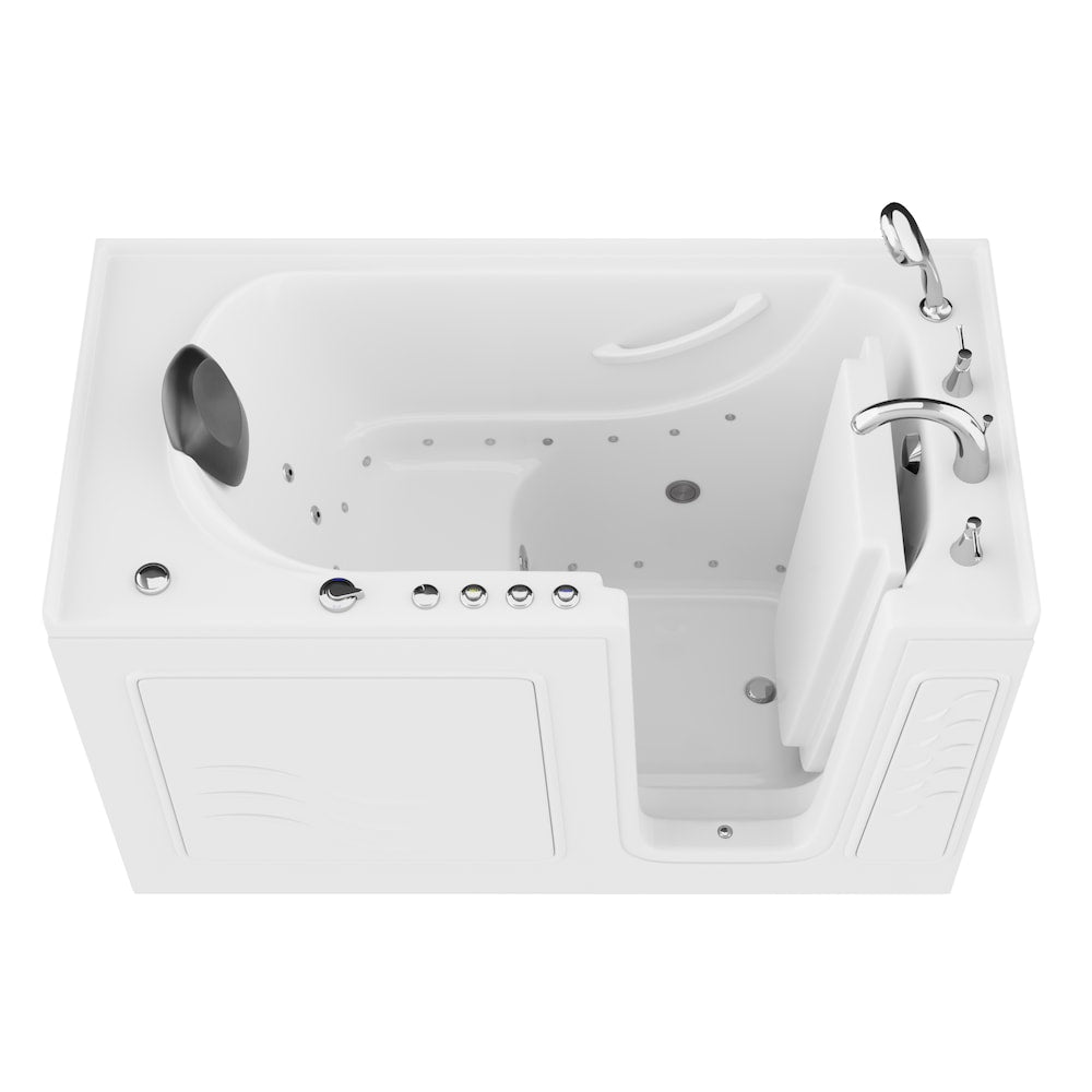 Baignoire balnéo et à air de plain-pied de 5 pi avec drain à droite en blanc