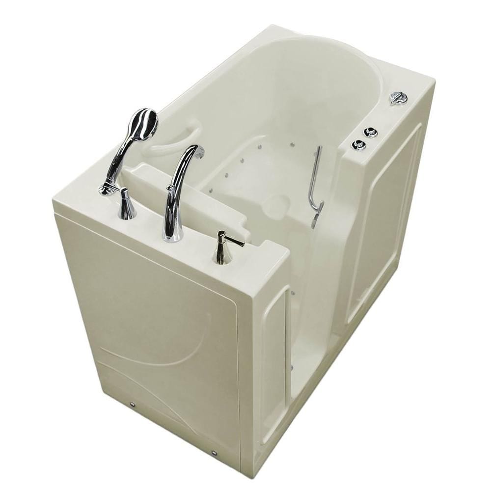Baignoire à air de plain-pied de 3 pi 9 po avec drain à gauche en biscuit