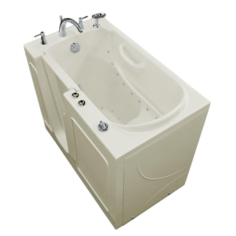 Baignoire à air de plain-pied de 3 pi 9 po avec drain à gauche en biscuit