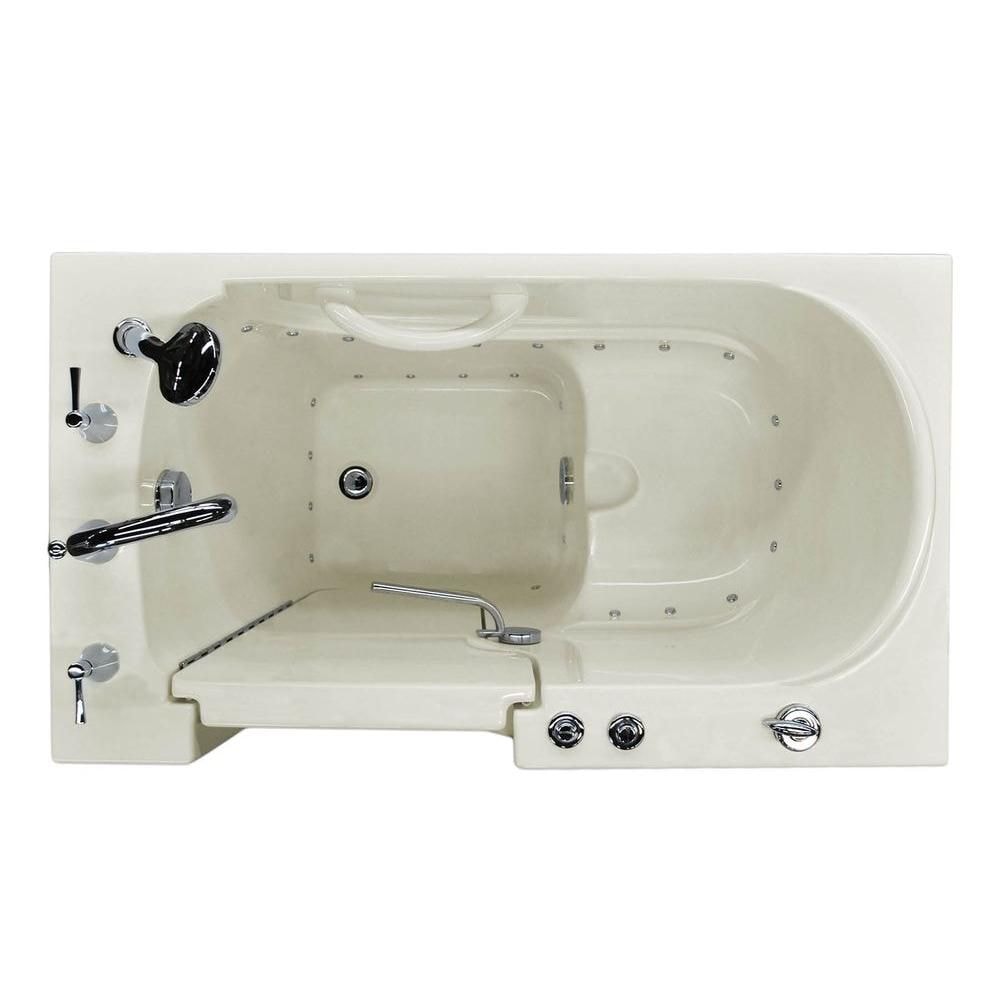 Baignoire à air de plain-pied de 3 pi 9 po avec drain à gauche en biscuit