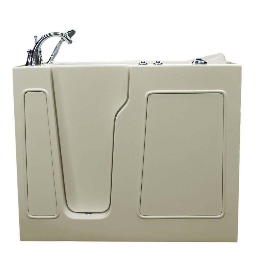 Baignoire à air de plain-pied de 3 pi 9 po avec drain à gauche en biscuit