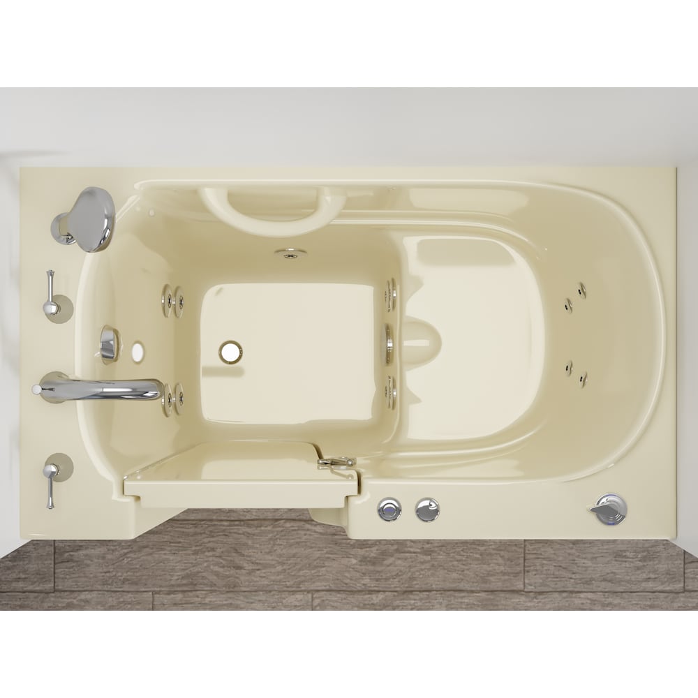 Baignoire balnéo à accès direct de 3 pi 9 po avec drain à gauche en biscuit