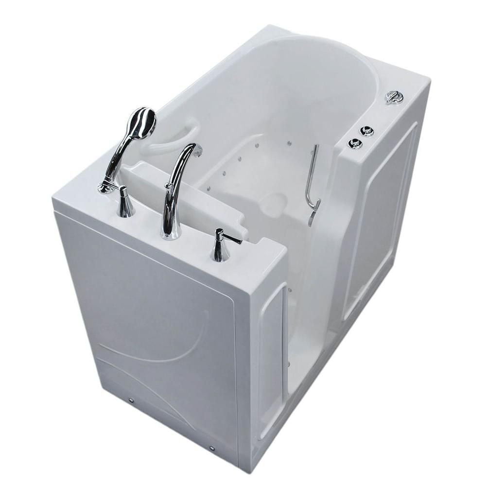 Baignoire à air de plain-pied avec drain à gauche de 3 pi 9 po en blanc 46 po L x 26 po l x 38 po H
