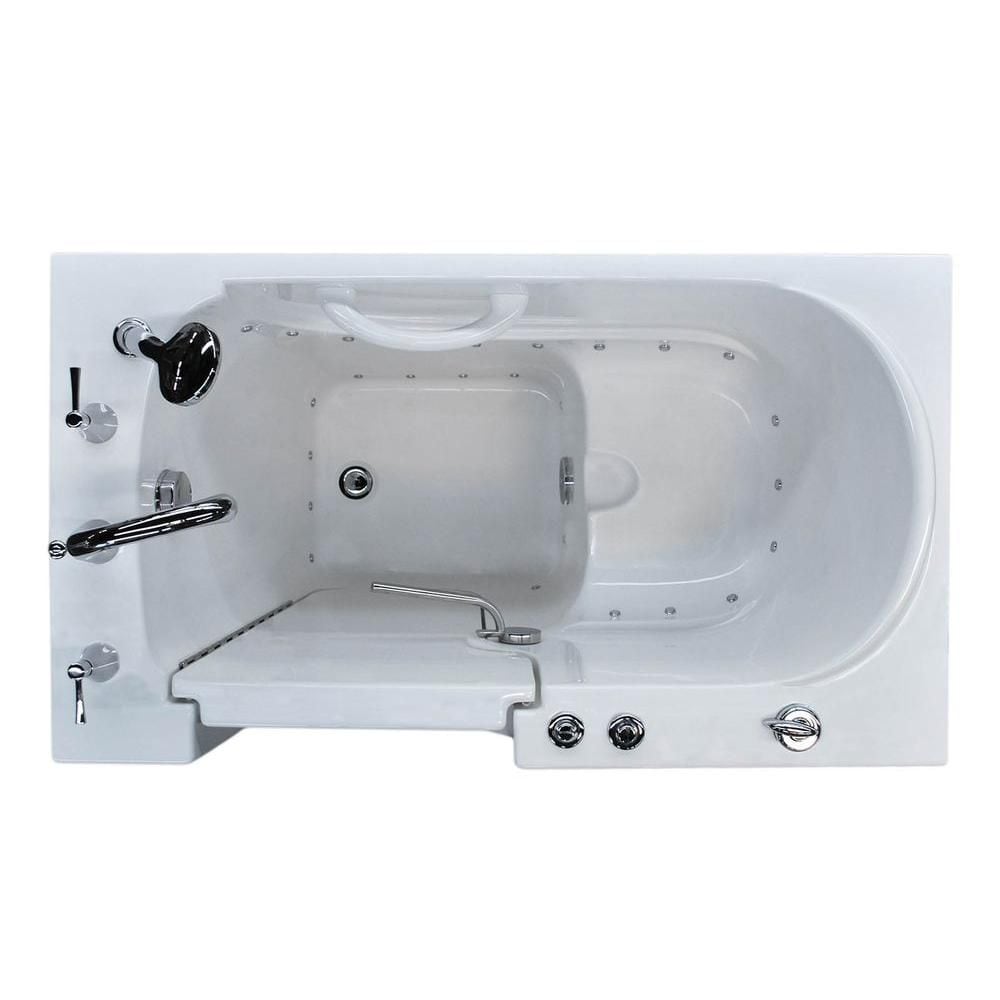 3 ft. 9-inch Left Drain Walk-In Air Bathtub in White 46 inch L x 26 inch W x 38 inch H