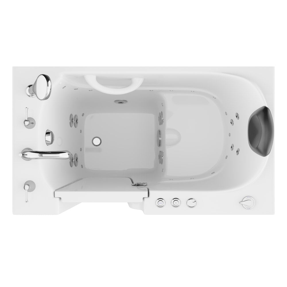 Baignoire balnéo et à air de plain-pied avec drain à gauche de 3 pi 9 po en blanc 46 po L x 26 po l x 38 po H