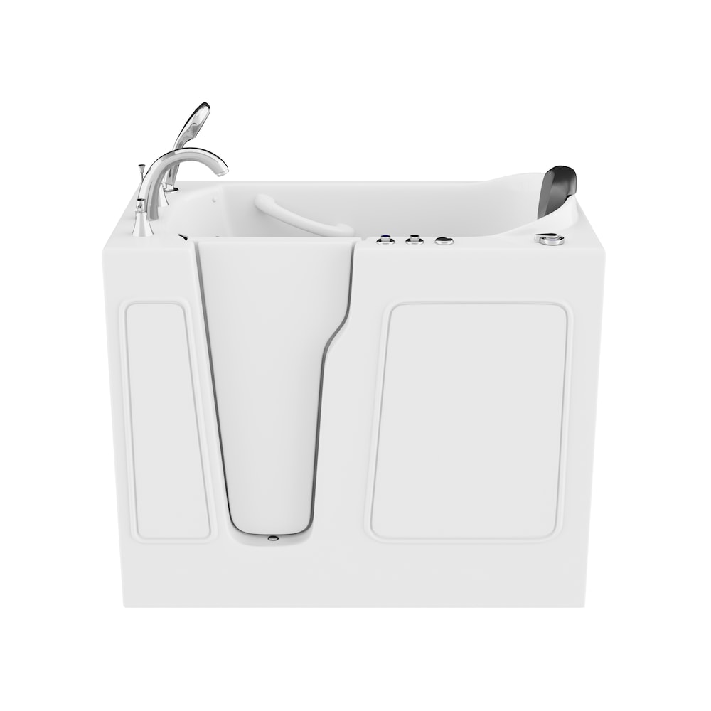 Baignoire balnéo et à air de plain-pied avec drain à gauche de 3 pi 9 po en blanc 46 po L x 26 po l x 38 po H