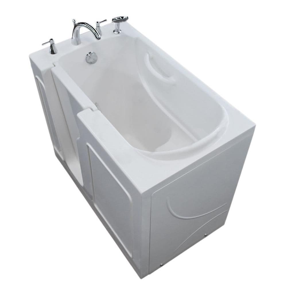 Baignoire à accès direct avec drain à gauche de 3,9 pi en blanc