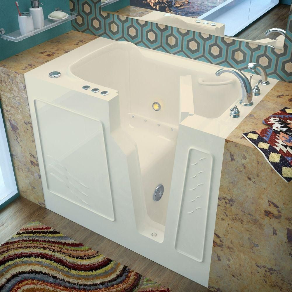 3 ft. 9-inch Right Drain Walk-In Air Bathtub in Biscuit