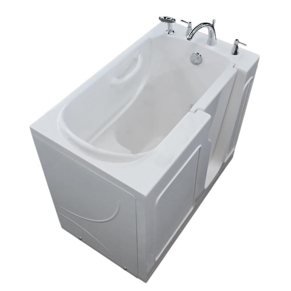 Baignoire à accès direct de 3,9 pi avec drain à droite en blanc