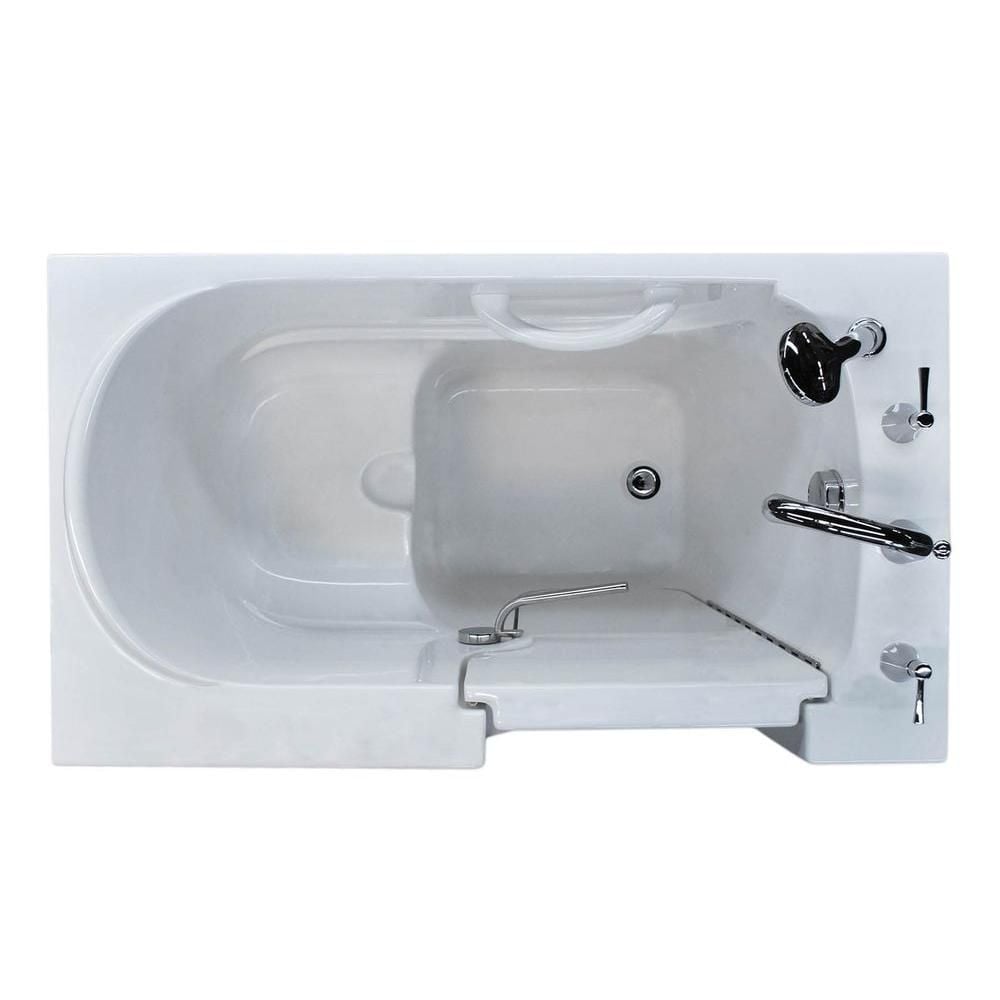 Baignoire à accès direct de 3,9 pi avec drain à droite en blanc