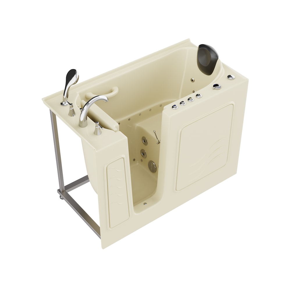 4 ft. 5-inch Left Drain Walk-In Whirlpool and Air Bathtub in Biscuit with Polished Chrome Trim