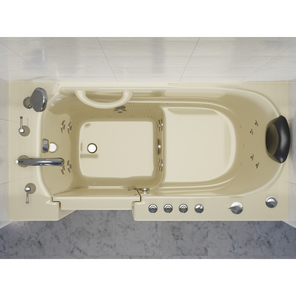 4 ft. 5-inch Left Drain Walk-In Whirlpool and Air Bathtub in Biscuit with Polished Chrome Trim