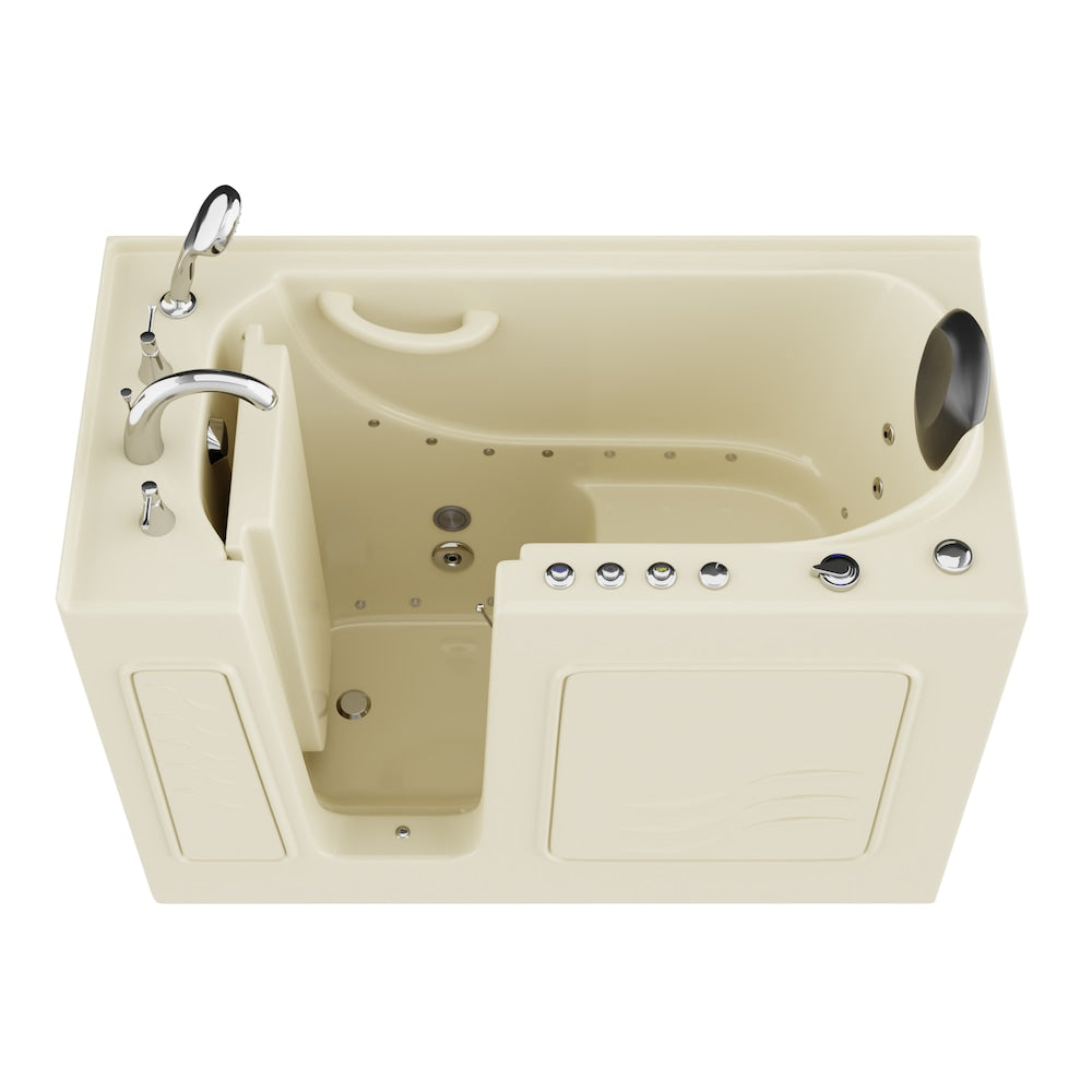 4 ft. 5-inch Left Drain Walk-In Whirlpool and Air Bathtub in Biscuit with Polished Chrome Trim