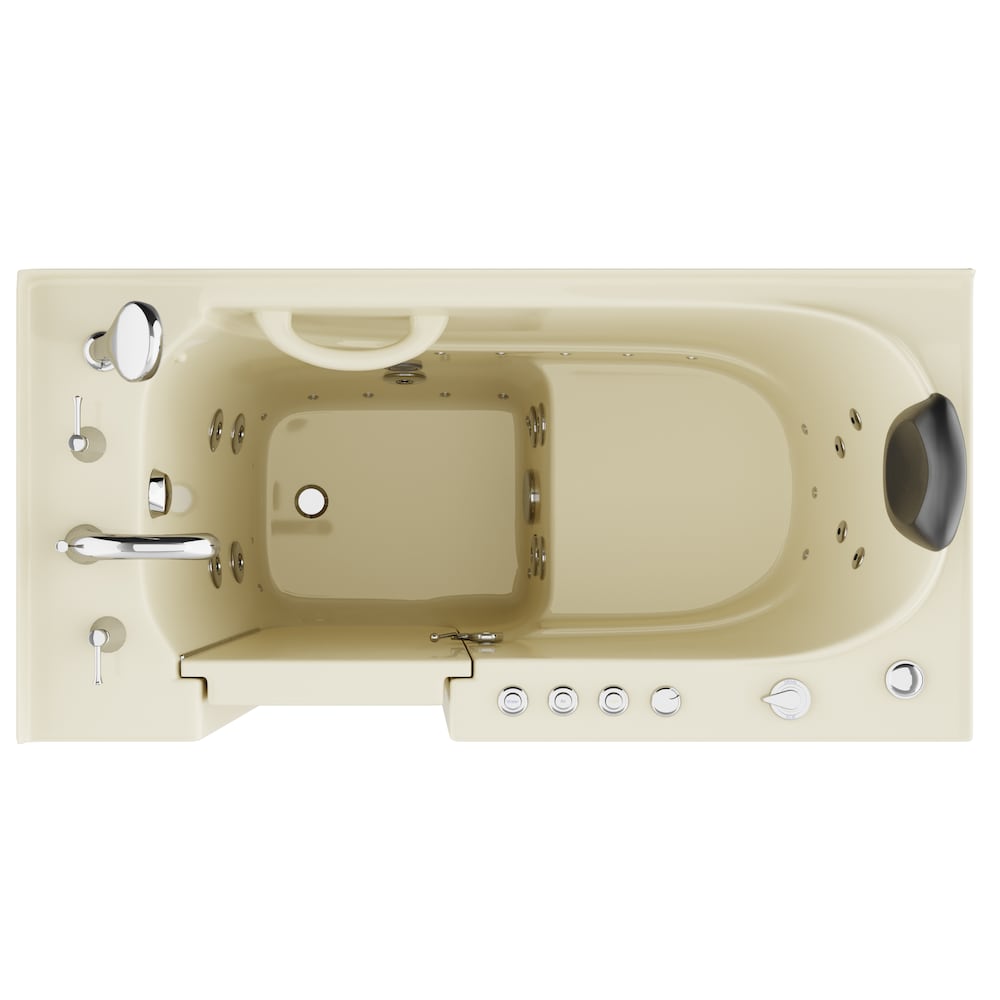 4 ft. 5-inch Left Drain Walk-In Whirlpool and Air Bathtub in Biscuit with Polished Chrome Trim