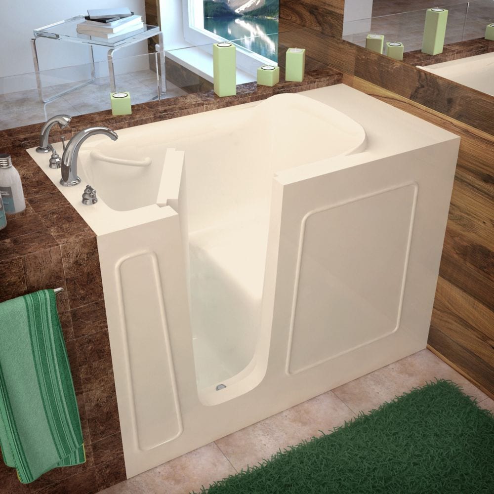 4 ft. 5-inchLeft Drain Walk-In Bathtub in Biscuit with Polished Chrome Trim