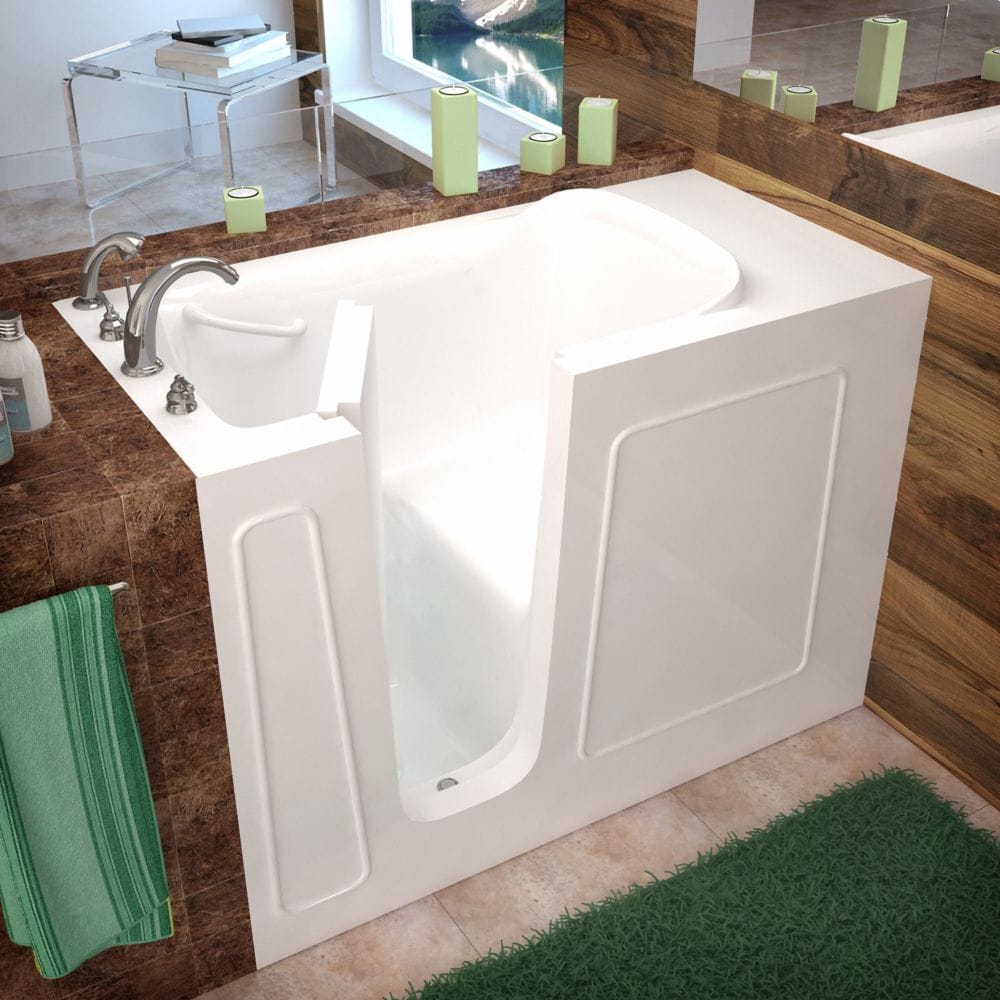 Baignoire à accès direct avec drain à gauche de 4 pi 5 po en blanc