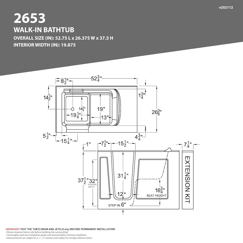 4 ft. 5-inch Left Drain Walk-In Whirlpool and Air Bathtub in White