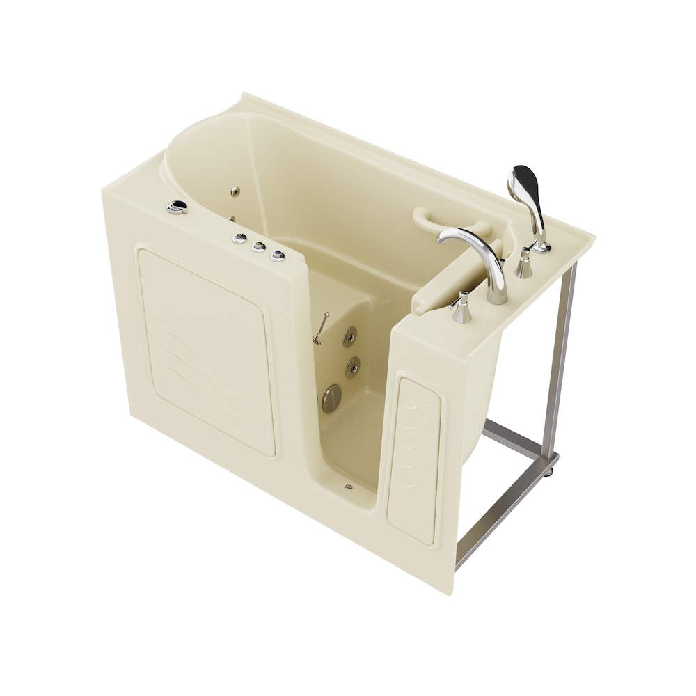 Baignoire balnéo à accès direct de 4 pi 5 po avec drain à droite en biscuit