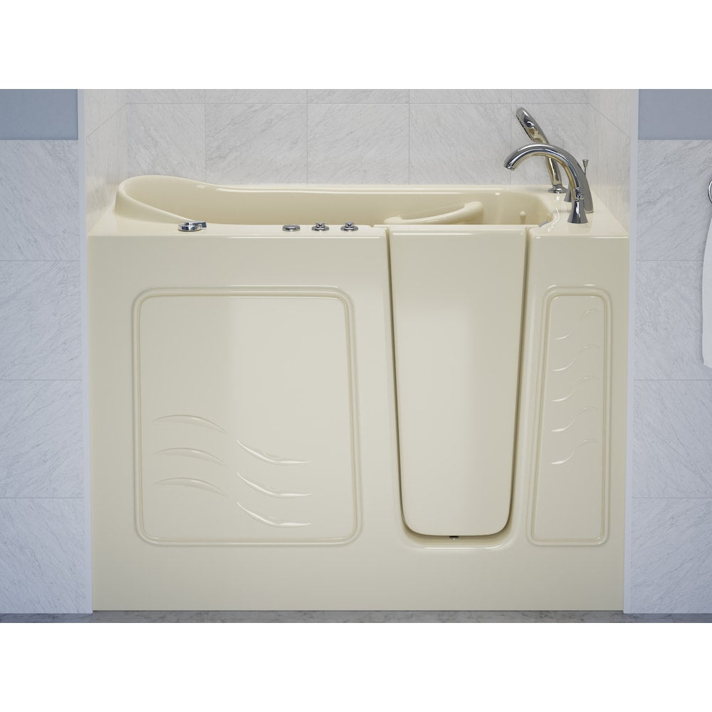 Baignoire balnéo à accès direct de 4 pi 5 po avec drain à droite en biscuit