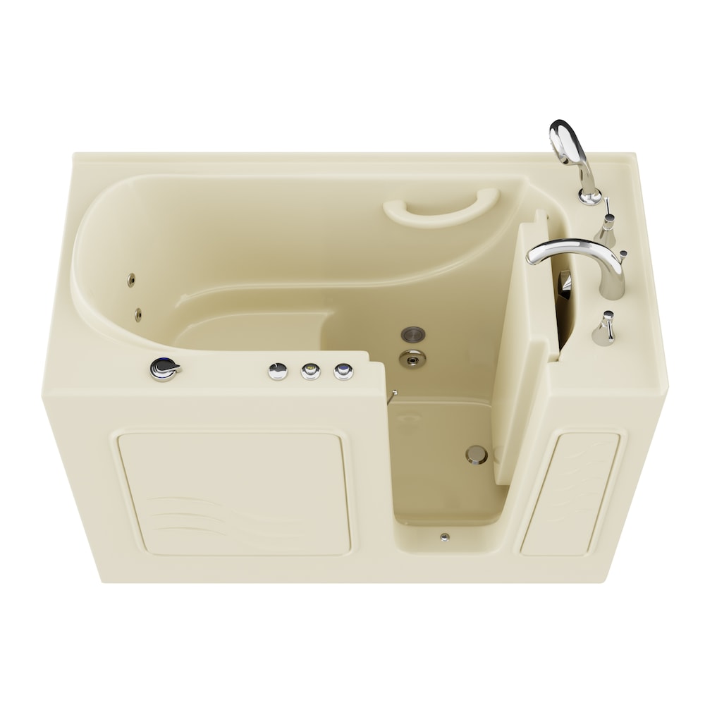 Baignoire balnéo à accès direct de 4 pi 5 po avec drain à droite en biscuit