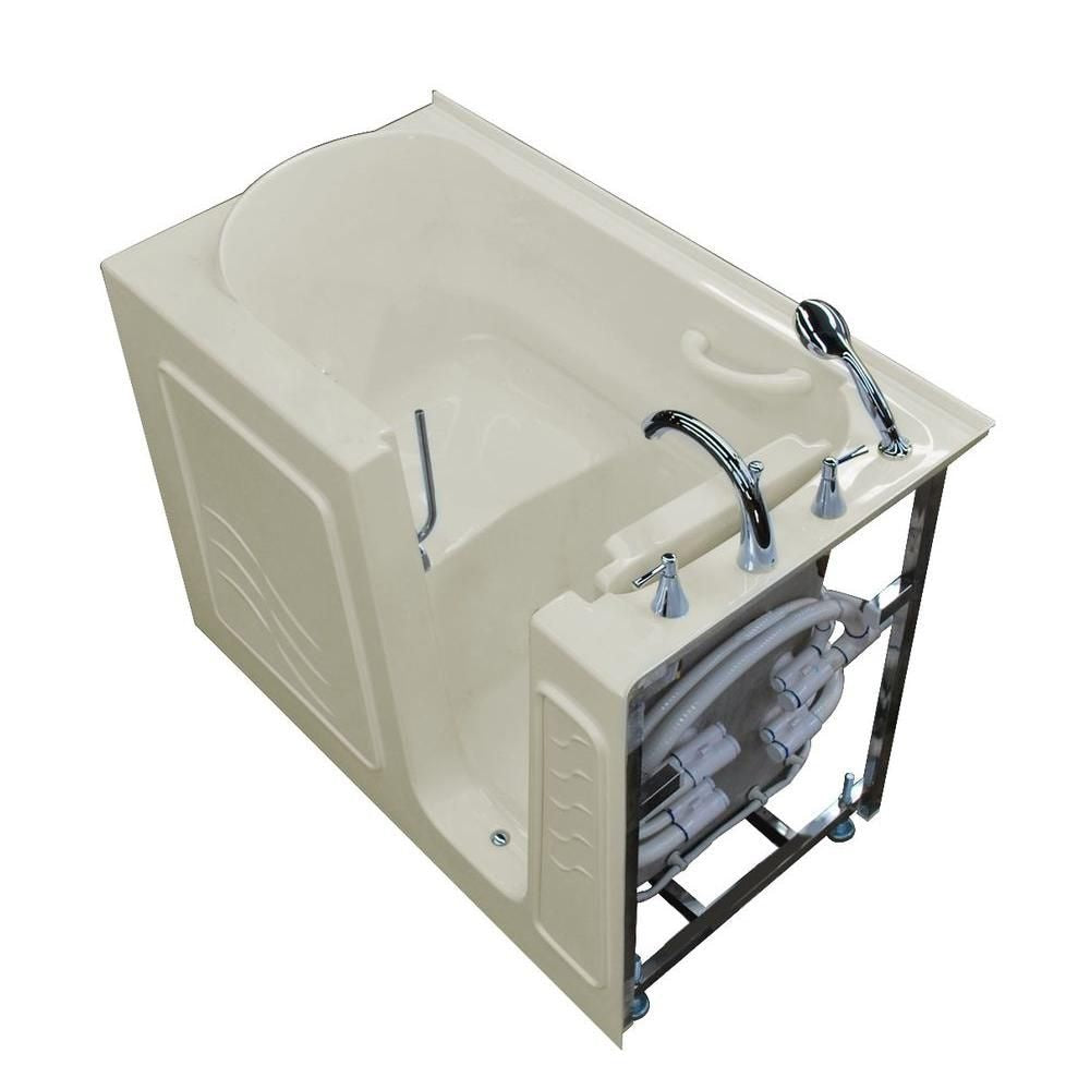 4 ft. 5-inch Right Drain Walk-In Bathtub in Biscuit