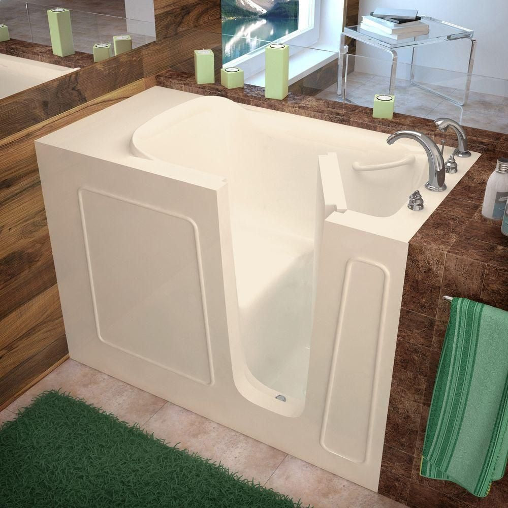 4 ft. 5-inch Right Drain Walk-In Bathtub in Biscuit
