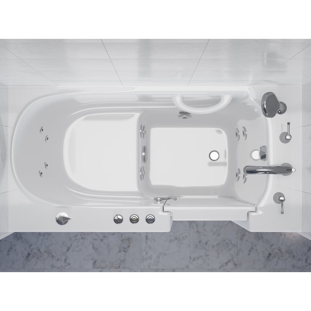 Baignoire balnéo à accès direct de 4,5 pi avec drain à droite en blanc