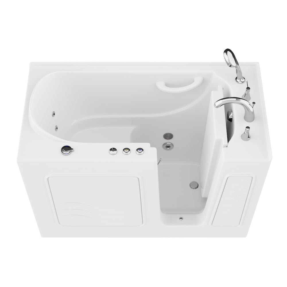 Baignoire balnéo à accès direct de 4,5 pi avec drain à droite en blanc