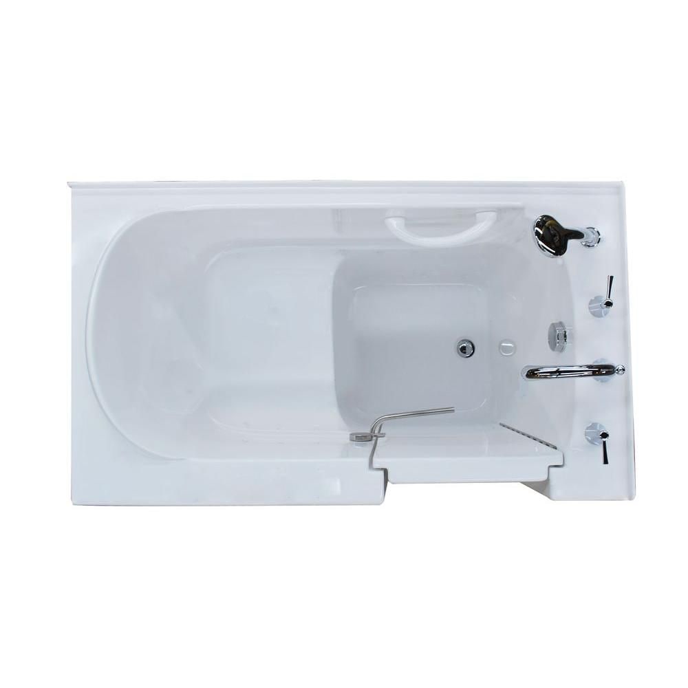 Baignoire à accès direct de 4 pi 5 po avec drain à droite en blanc
