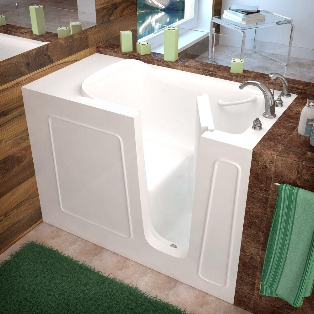 Baignoire à accès direct de 4 pi 5 po avec drain à droite en blanc