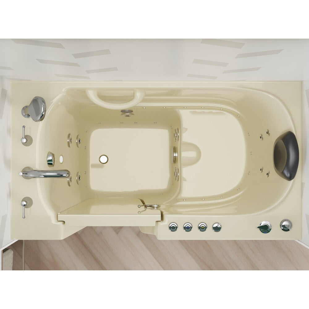 4 ft. 4-inch Left Drain Walk-In Whirlpool and Air Bathtub in Biscuit