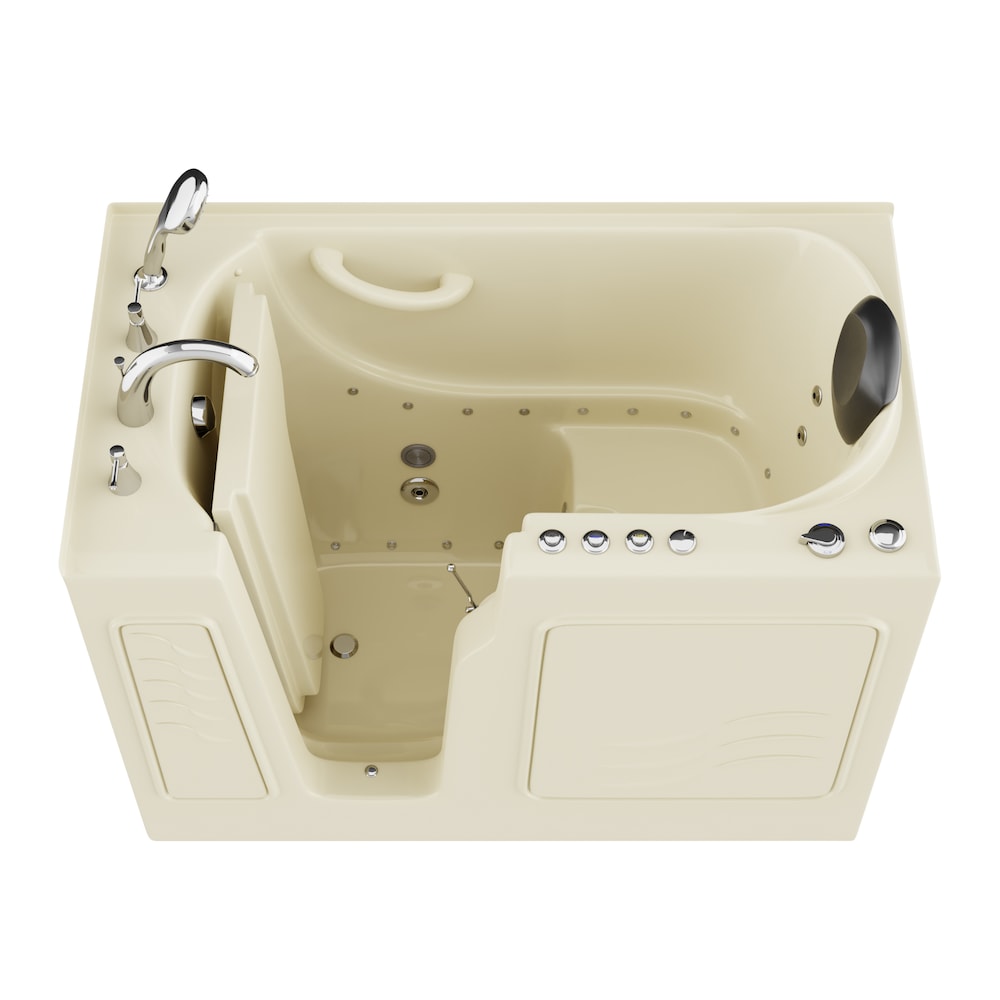 4 ft. 4-inch Left Drain Walk-In Whirlpool and Air Bathtub in Biscuit