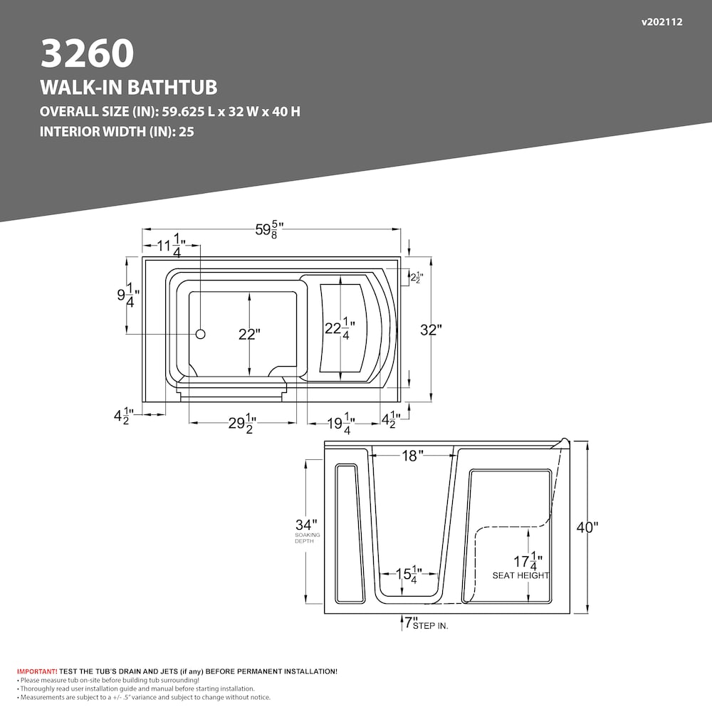 5 ft. Right Drain Walk-In Whirlpool and Whirlpool Air Bath Tub in White