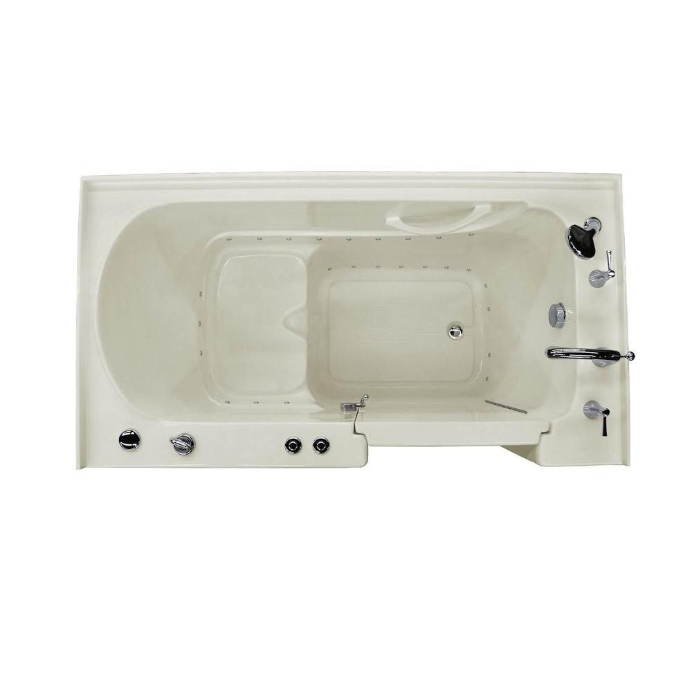 5 ft. Right Drain Walk-In Air Bathtub in Biscuit