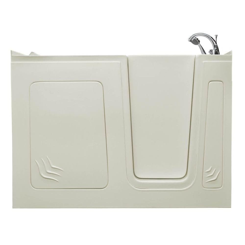 5 ft. Acrylic Alcove Right Drain Walk-In Bathtub Inward Swing Molded Seat in Biscuit