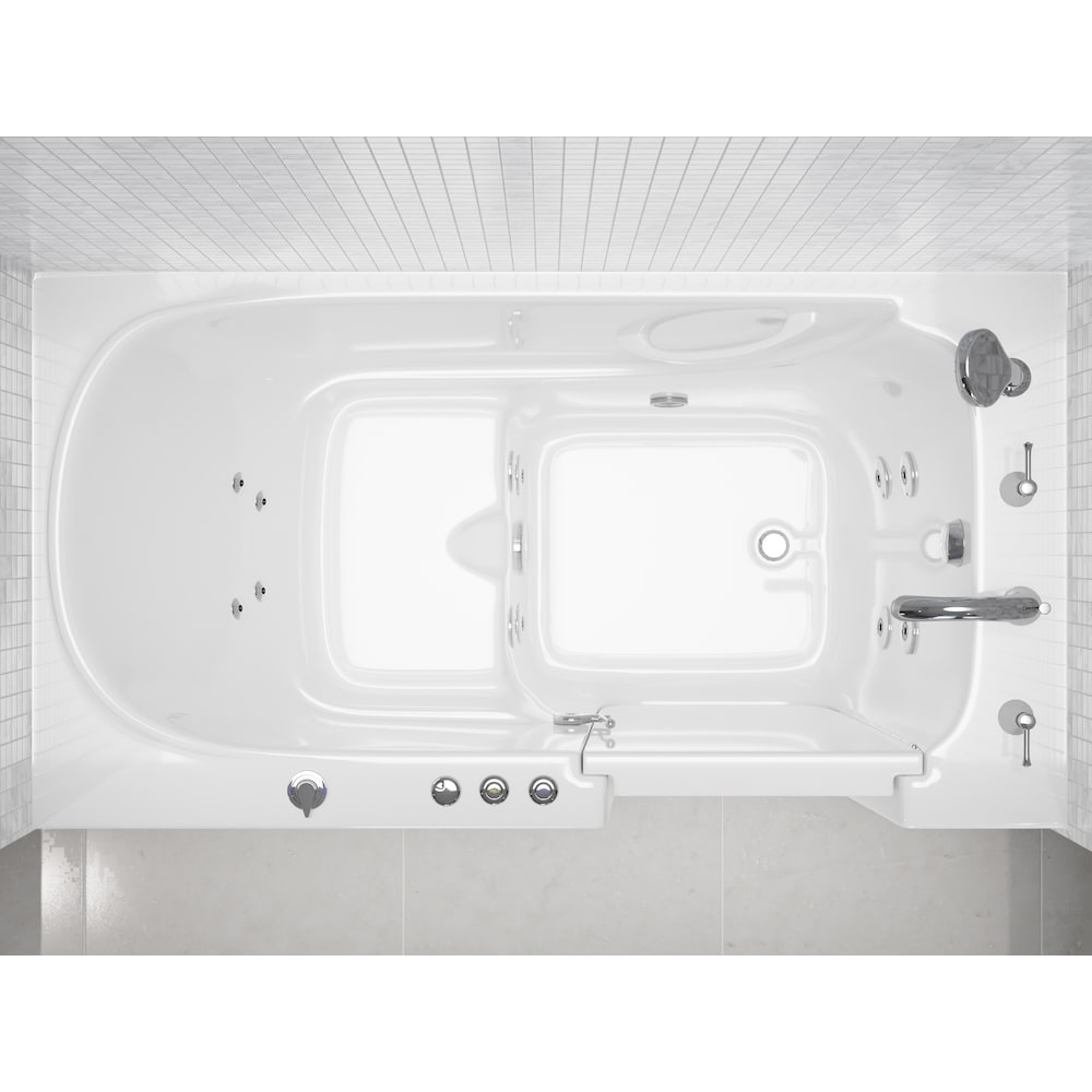 Baignoire balnéo à accès direct de 5 pi avec drain à droite en blanc