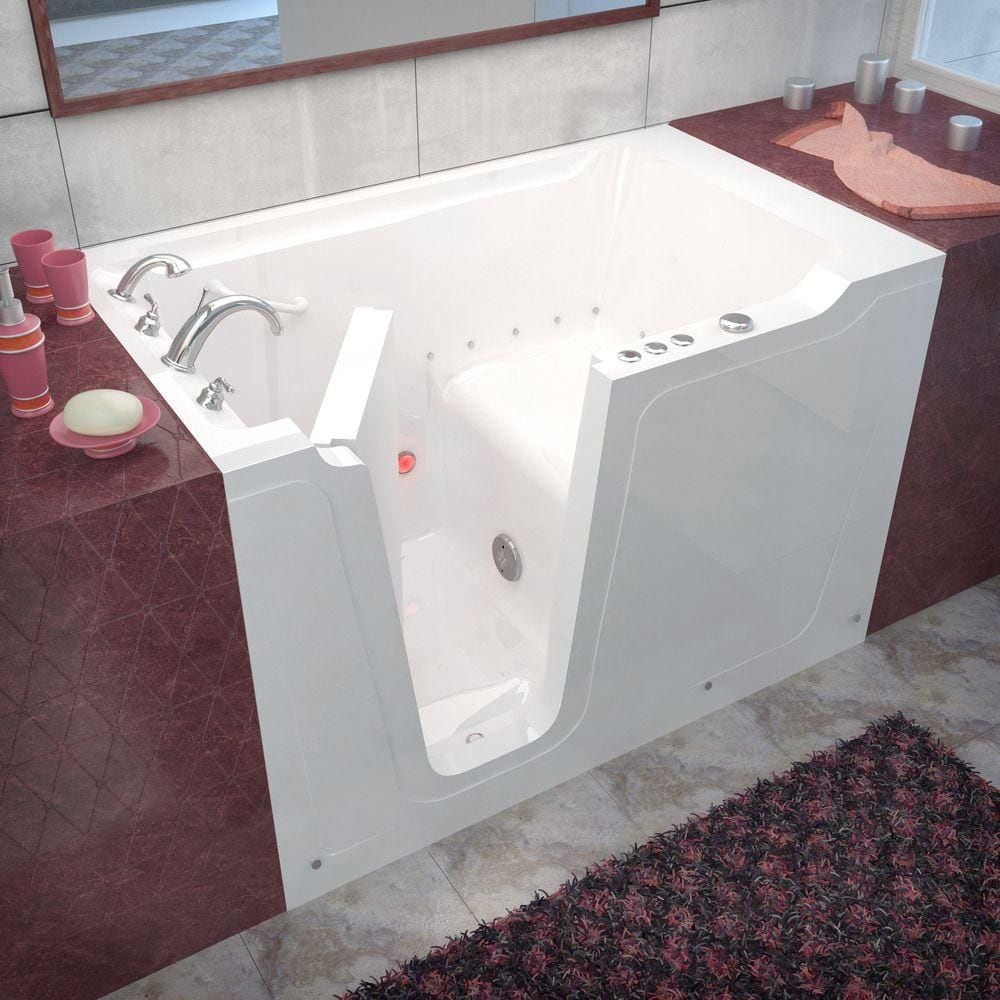 Baignoire à air de plain-pied de 5 pieds avec drain à gauche en blanc