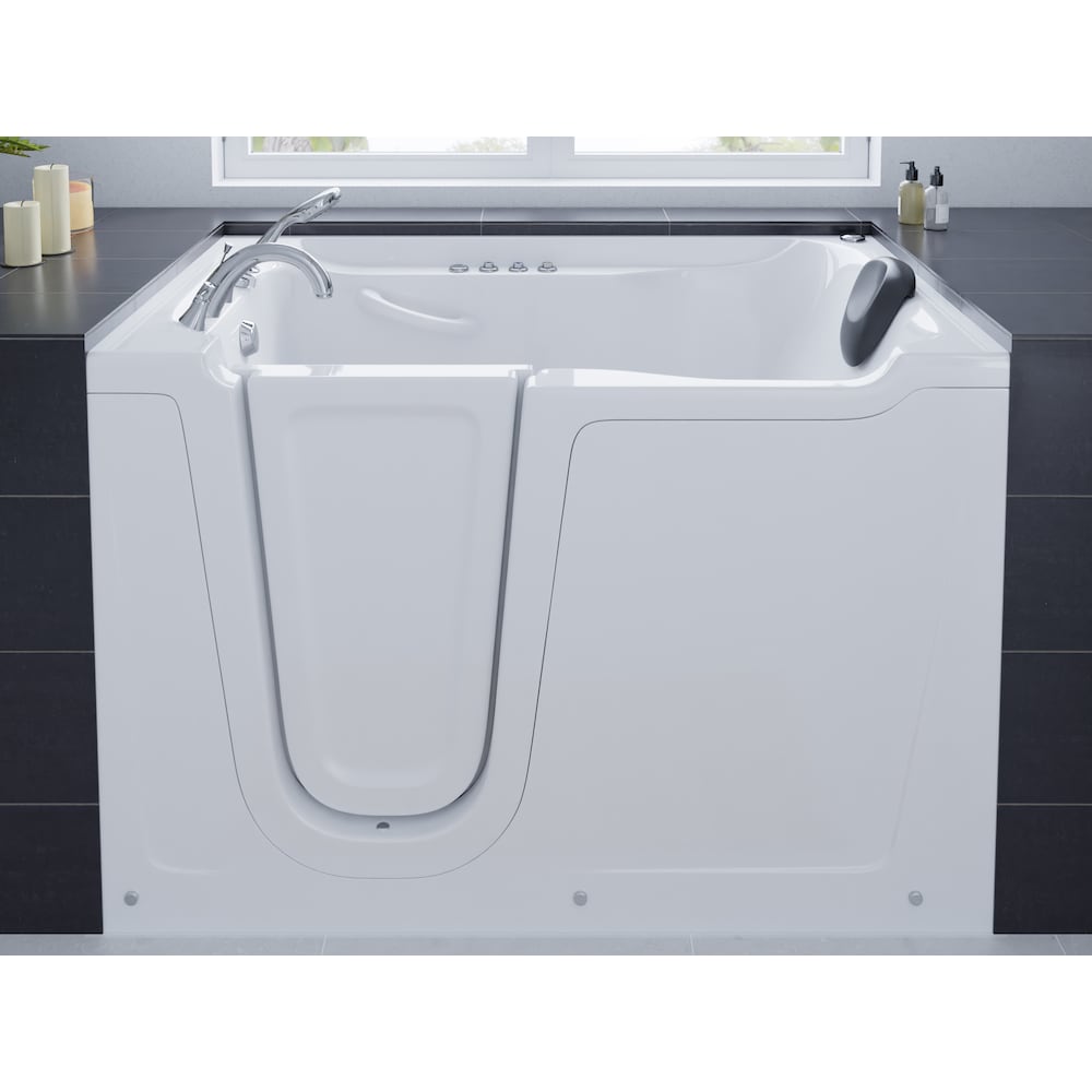 Baignoire balnéo et à air de plain-pied de 5 pi avec drain à gauche en blanc