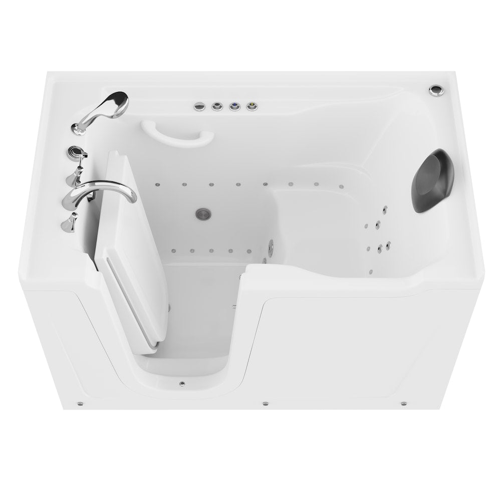 Baignoire balnéo et à air de plain-pied de 5 pi avec drain à gauche en blanc