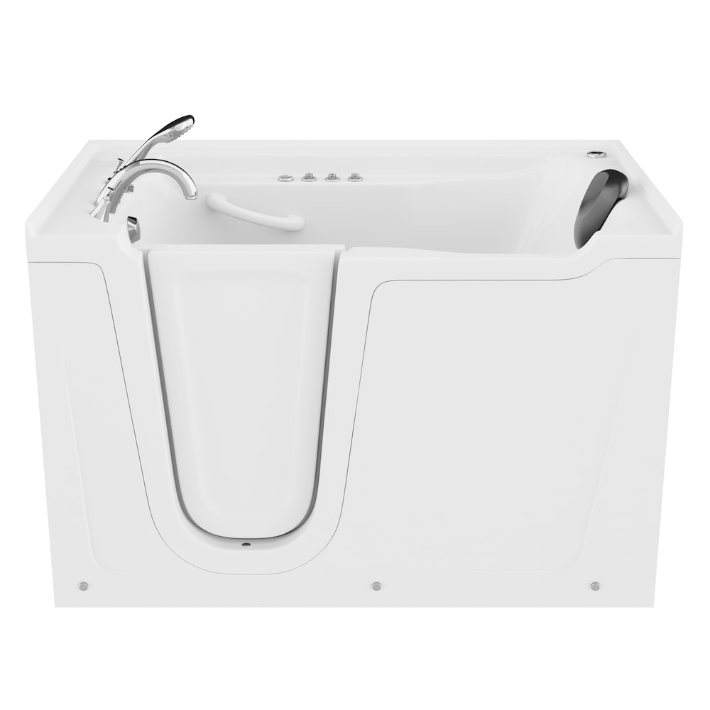 Baignoire balnéo et à air de plain-pied de 5 pi avec drain à gauche en blanc