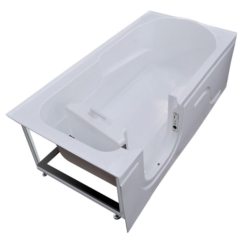 5 ft. Left Drain Walk-In Bathtub in White